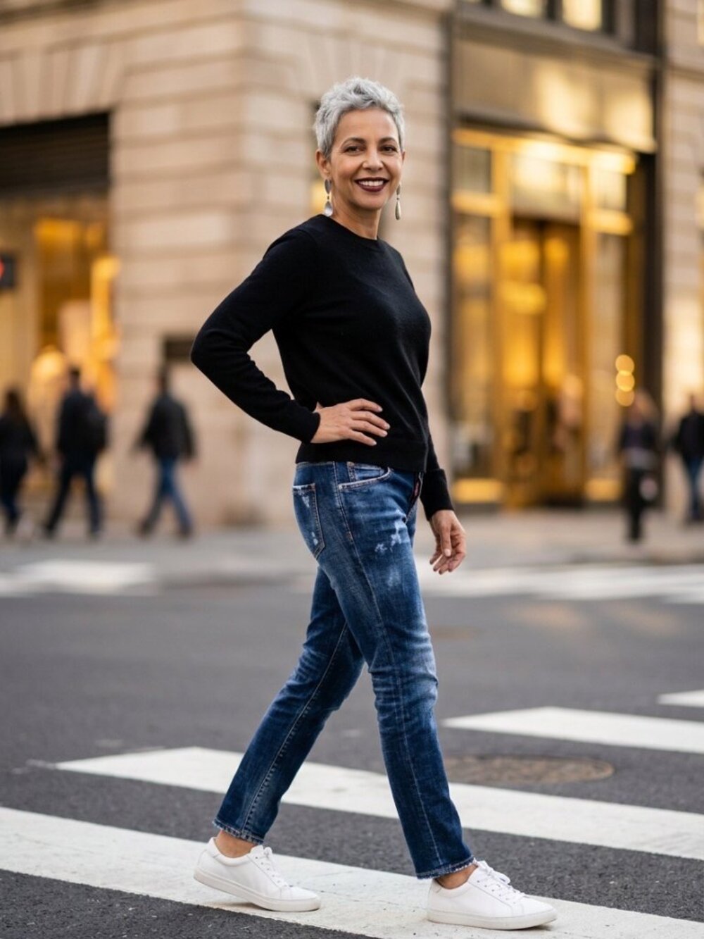 DSQUARED2 Dark Blue Cropped Distressed Ankle Jeans